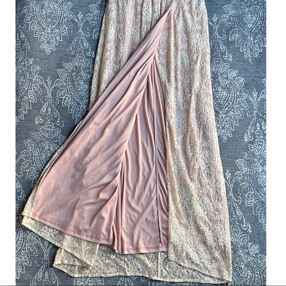 Lulus Stolen Moments Dusty Pink Lace-Up Lace Maxi Dress Size XL - Picture 9 of 14